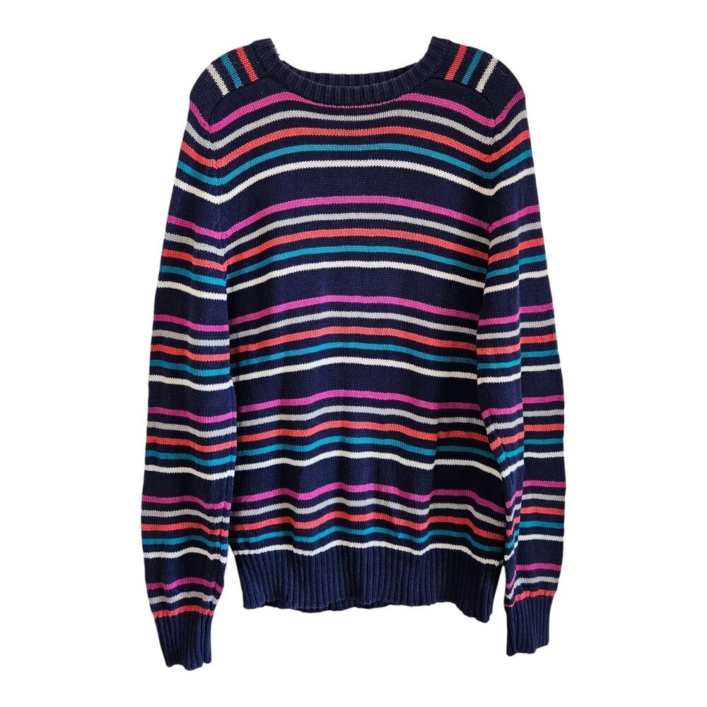 Vintage 80s IZOD LACOSTE Sweater Men's L Cotton Striped Crewneck Hong Kong 40"
